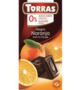 Bezglutenowa wegańska czekolada gorzka z pomarańczą 75g