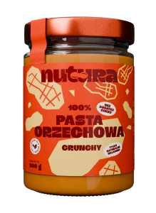 Bezglutenowa wegańska pasta orzechowa z kawałkami orzechów 500g Nutura