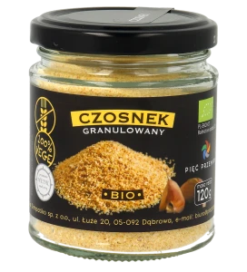 Bezglutenowy czosnek granulowany bio 120g Pięć Przemian